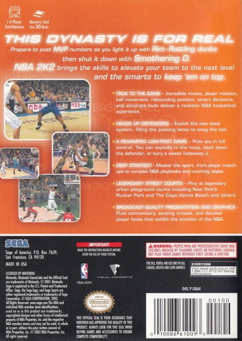NBA 2K2 - (GC) GameCube [Pre-Owned] Video Games Sega   