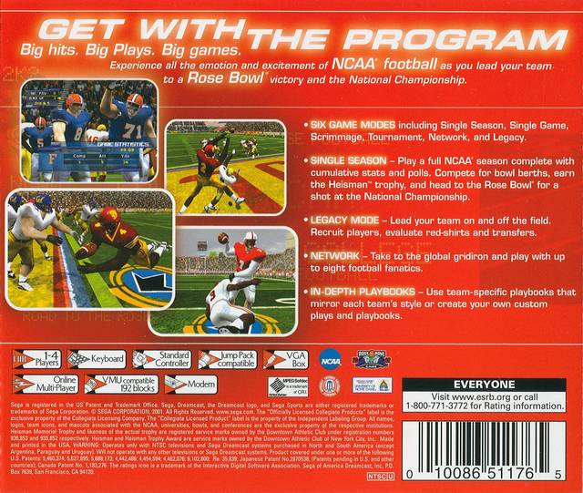 NCAA College Football 2K2 - (DC) SEGA Dreamcast [Pre-Owned] Video Games Sega   