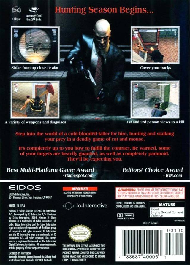 Hitman 2: Silent Assassin - (GC) GameCube Video Games Eidos Interactive   