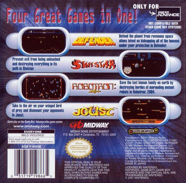Midway's Greatest Arcade Hits (GBA) Game Boy Advance J&L Video