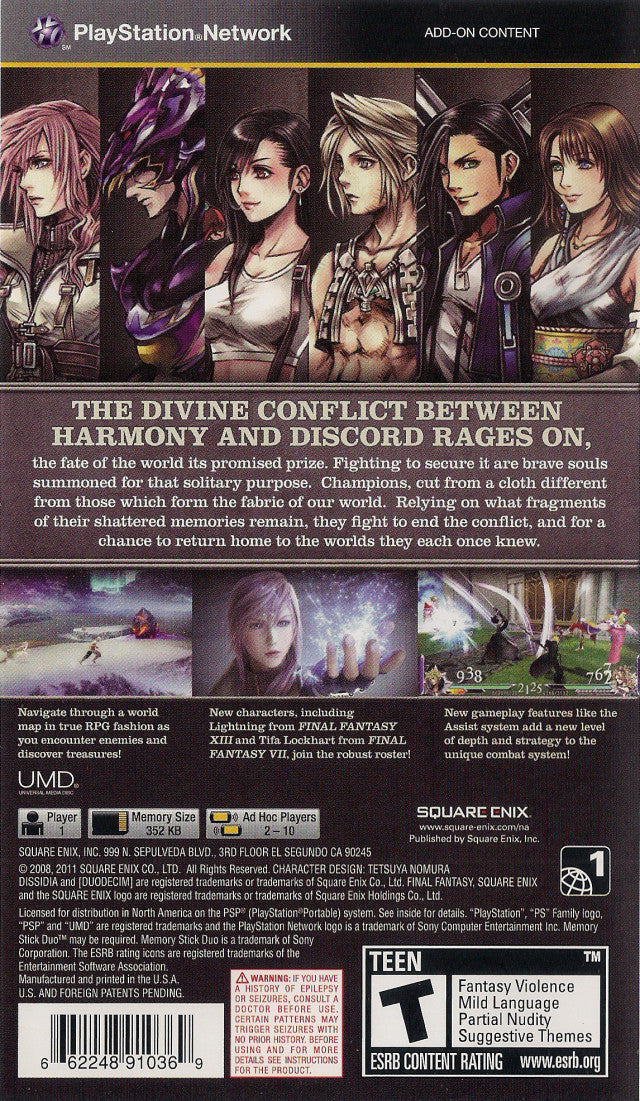 Dissidia 012: Duodecim Final Fantasy - SONY PSP [Pre-Owned] Video Games Square Enix   