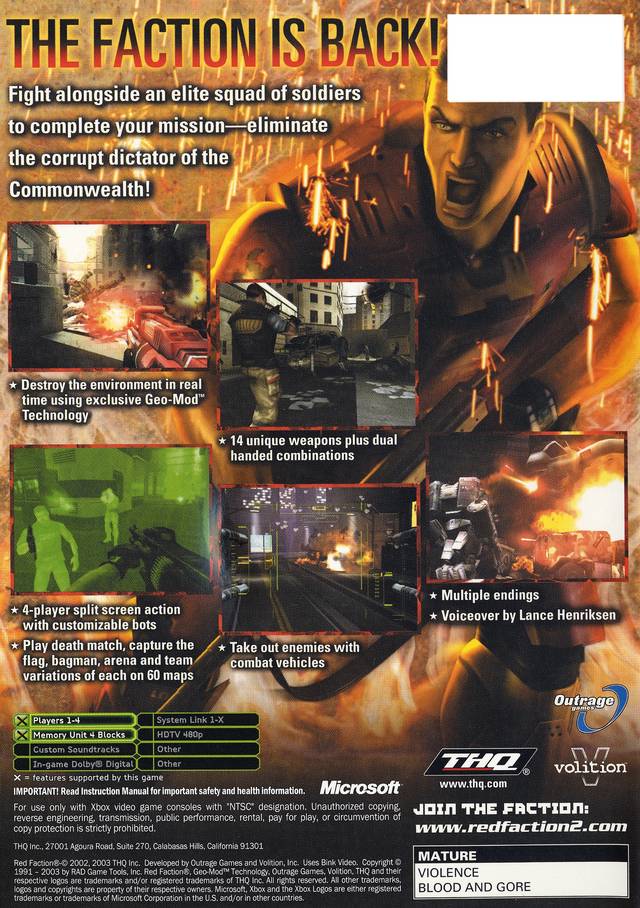 Red Faction II - Xbox Video Games THQ   