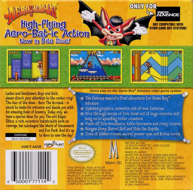 Aero the Acro-bat - (GBA) Game Boy Advance [Pre-Owned] Video Games Metro3D   