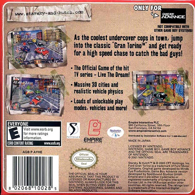 Starsky & Hutch - (GBA) Game Boy Advance Video Games Empire Interactive   