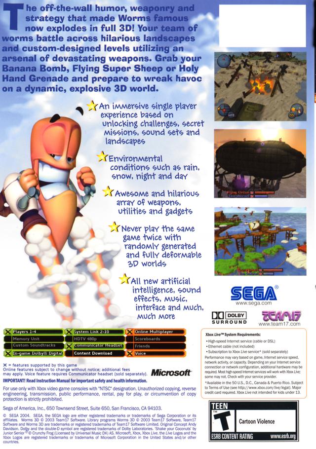 Worms 3D - (XB) Xbox Video Games Sega   
