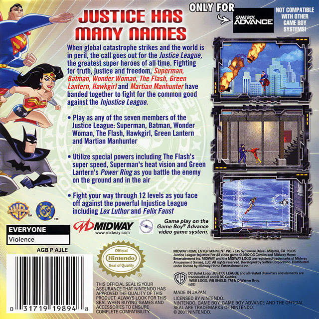 Justice League: Injustice for All - (GBA) Game Boy Advance [Pre-Owned] Video Games Midway   