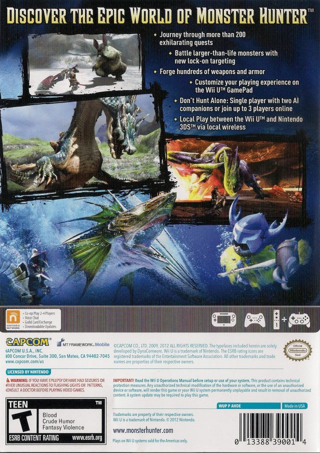 Monster Hunter 3 Ultimate - Nintendo Wii U Video Games Capcom   