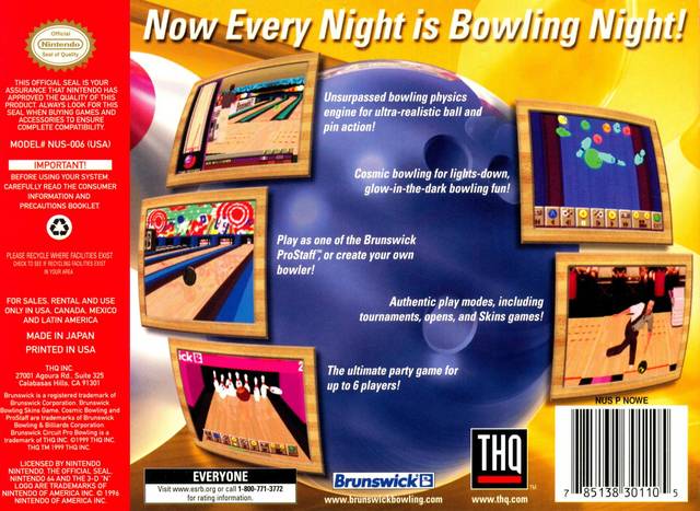 Brunswick Circuit Pro Bowling - (N64) Nintendo 64 [Pre-Owned] Video Games THQ   