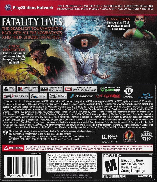 Mortal Kombat Komplete Edition (Greatest Hits) - (PS3) PlayStation 3 Video Games Warner Bros. Interactive Entertainment   