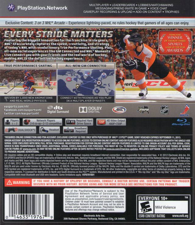 NHL 13 - (PS3) Playstation 3 [Pre-Owned] Video Games Electronic Arts   