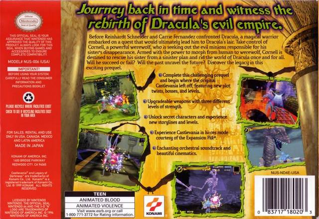 Castlevania: Legacy of Darkness - (N64) Nintendo 64 [Pre-Owned] Video Games Konami   