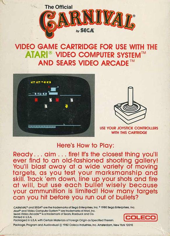 Carnival (Coleco) - Atari 2600 [Pre-Owned] Video Games Coleco   