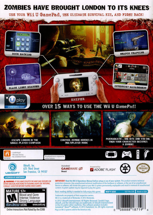 ZombiU - Nintendo Wii U Video Games Ubisoft   
