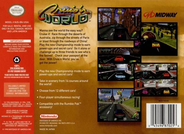 Cruis'n World - (N64) Nintendo 64 [Pre-Owned] Video Games Nintendo   