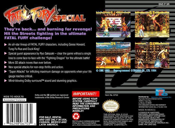 Fatal Fury Special - (SNES) Super Nintendo [Pre-Owned] Video Games Takara   