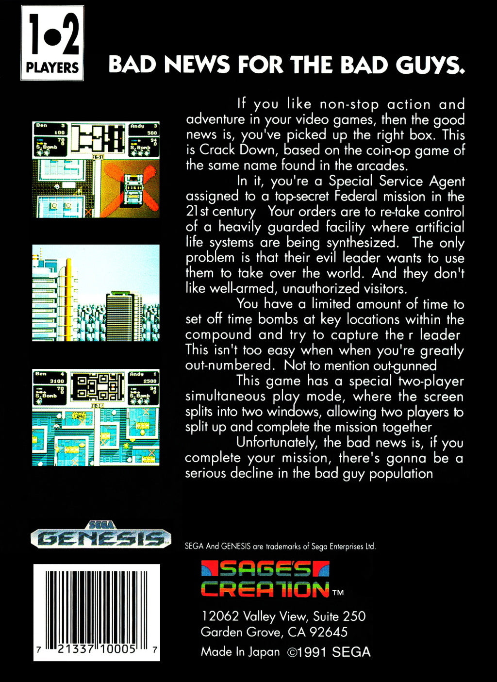 Crack Down - (SG) SEGA Genesis [Pre-Owned] Video Games Sage's Creation   