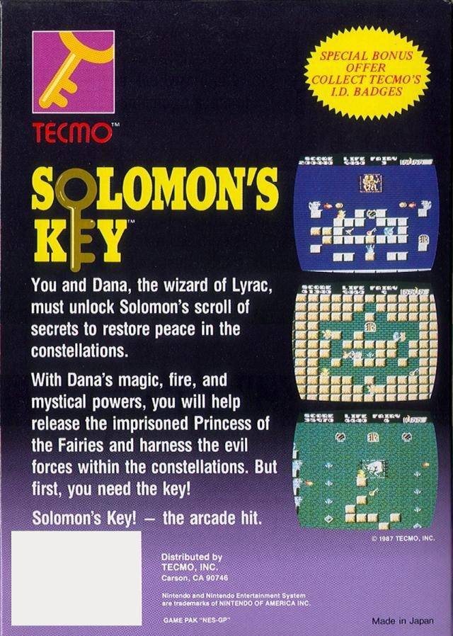Solomon's Key - (NES) Nintendo Entertainment System [Pre-Owned] Video Games Tecmo   