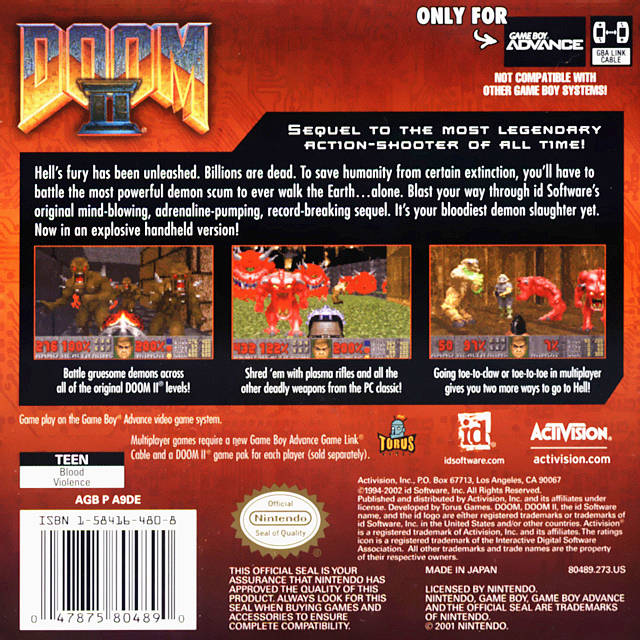 DOOM II - (GBA) Game Boy Advance [Pre-Owned] Video Games Activision   