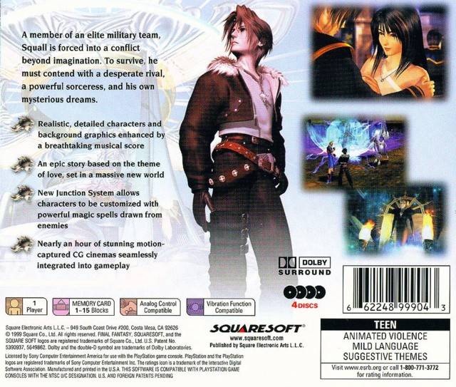 Final Fantasy VIII (Greatest Hits) - (PS1) PlayStation 1 Video Games Square EA   