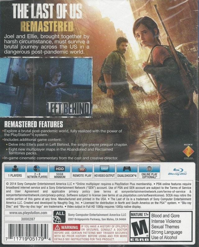 The Last of Us Remastered - (PS4) PlayStation 4 [Pre-Owned] Video Games SCEA   