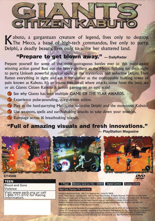 Giants: Citizen Kabuto - PlayStation 2 Video Games Interplay   