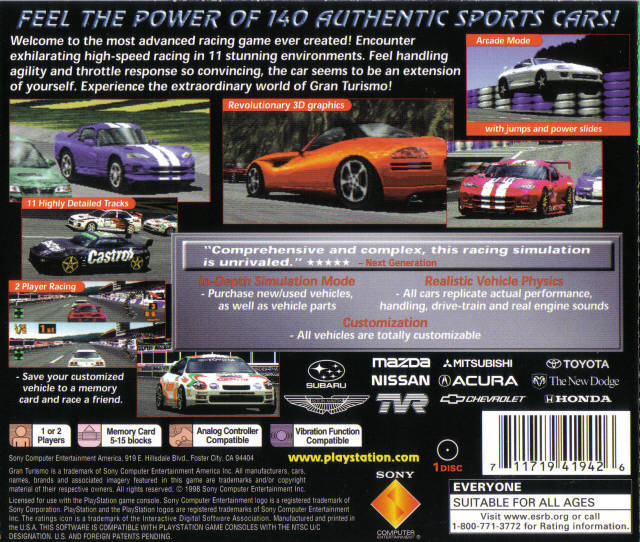 Gran Turismo (Greatest Hits) - (PS1) PlayStation 1 [Pre-Owned] Video Games SCEA   