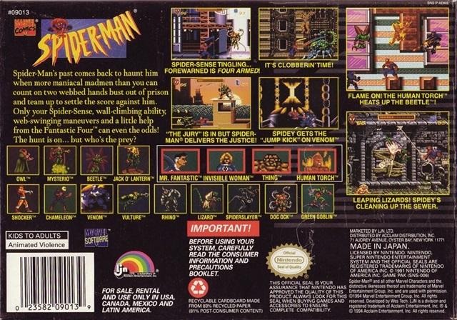 Spider-Man - (SNES) Super Nintendo [Pre-Owned] Video Games LJN Ltd.   