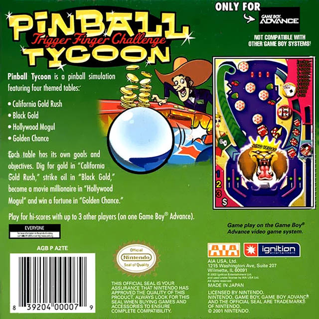 Pinball Tycoon - (GBA) Game Boy Advance Video Games AIA   