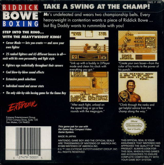 Riddick Bowe Boxing - (GB) Game Boy [Pre-Owned] Video Games Extreme Entertainment Group   