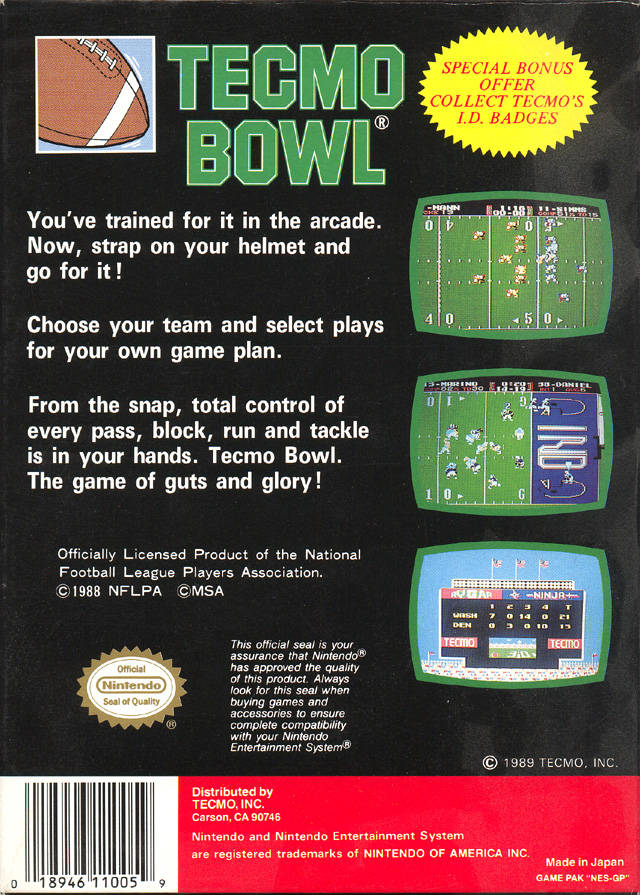 Tecmo Bowl - (NES) Nintendo Entertainment System [Pre-Owned] Video Games Tecmo   