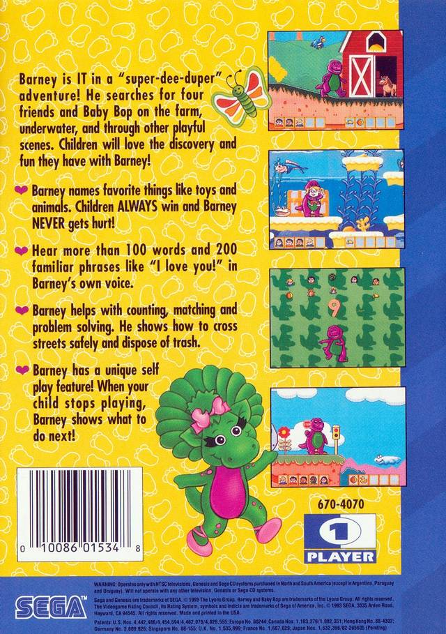 Barney's Hide and Seek - (SG) SEGA Genesis  [Pre-Owned] Video Games Sega   