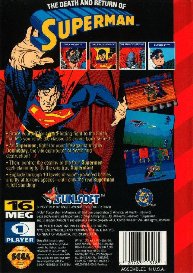 The Death and Return of Superman - (SG) SEGA Genesis [Pre-Owned] Video Games SunSoft   