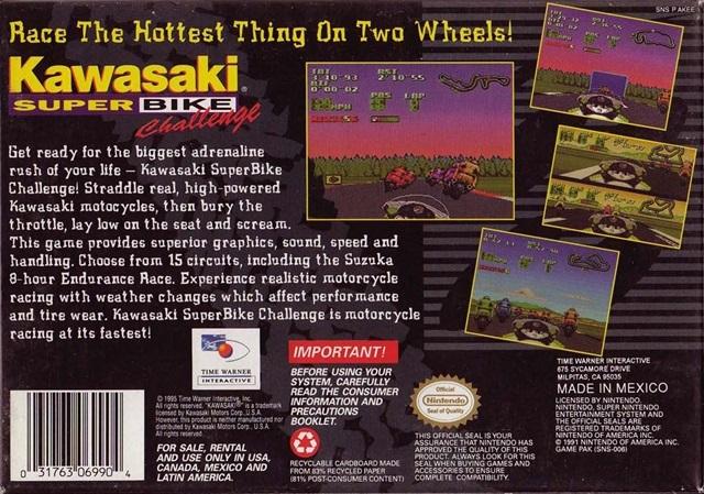 Kawasaki Superbike Challenge - (SNES) Super Nintendo [Pre-Owned] Video Games Time Warner Interactive   