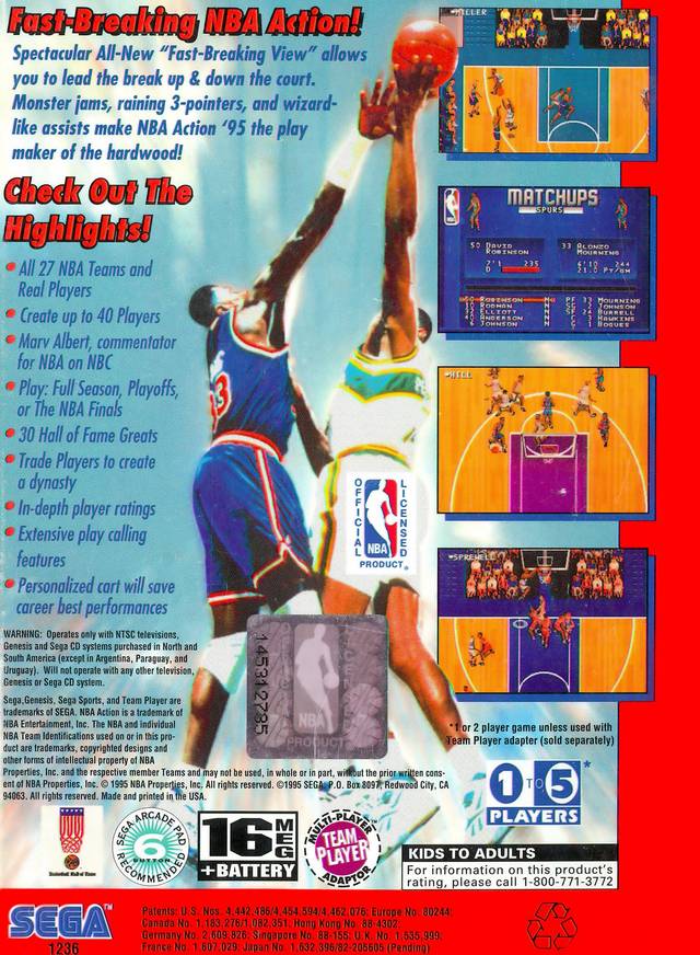 NBA Action '95 starring David Robinson - (SG) SEGA Genesis [Pre-Owned] Video Games Sega   