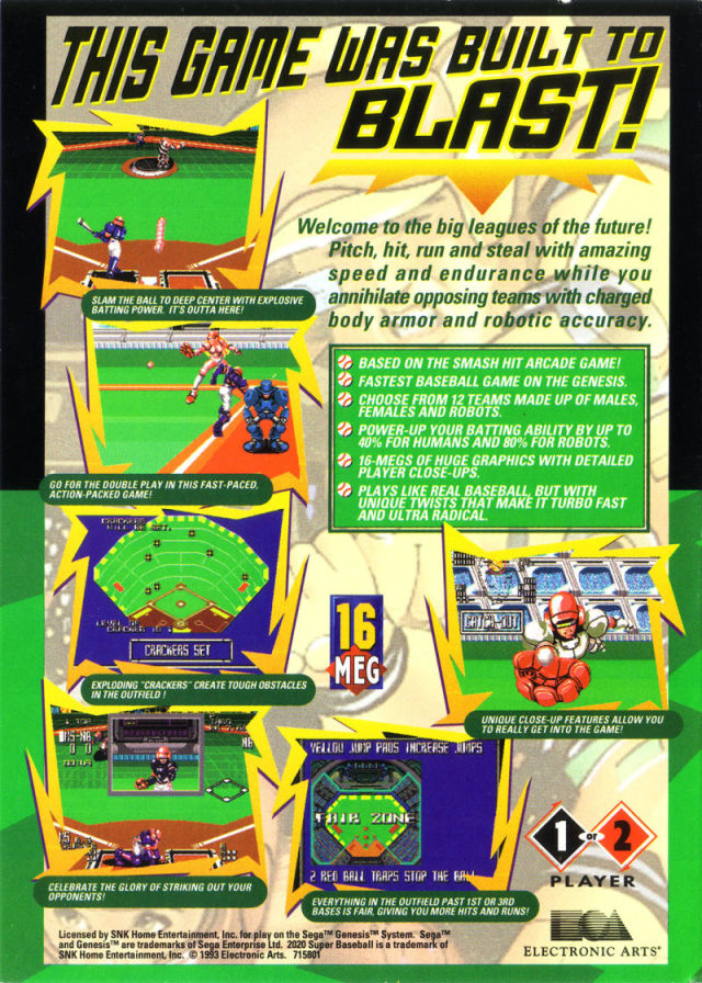 Super Baseball 2020 - (SG) SEGA Genesis [Pre-Owned] Video Games Electronic Arts   