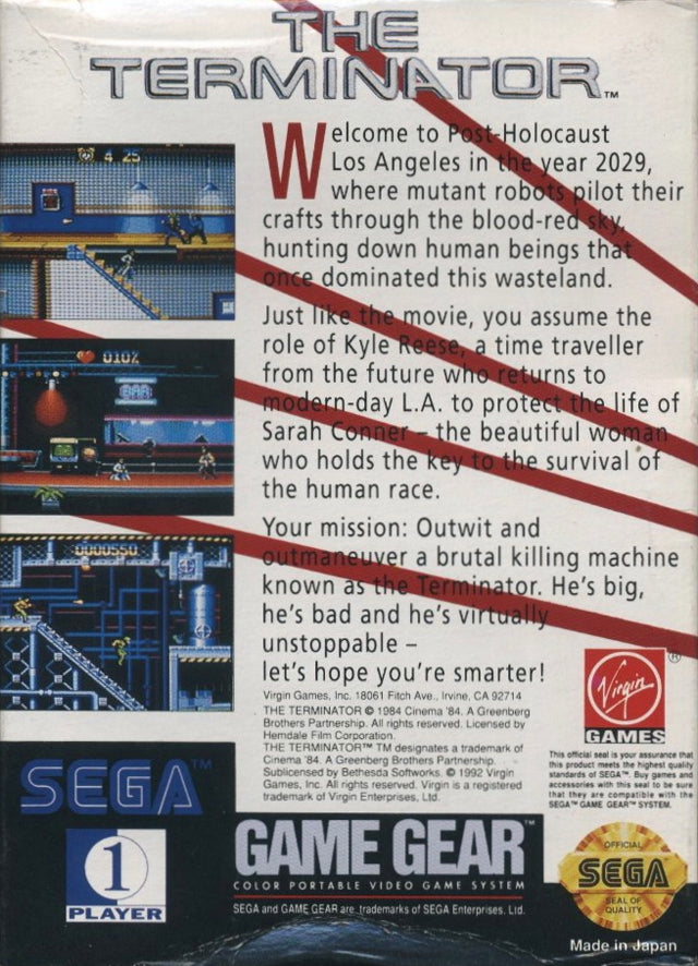 The Terminator - SEGA GameGear [Pre-Owned] Video Games Virgin Interactive   