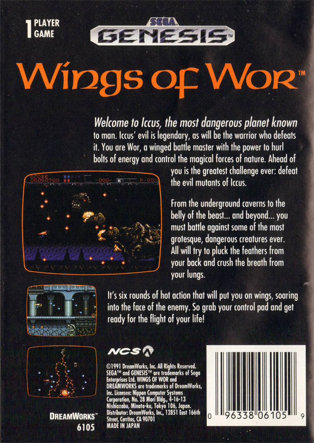 Wings of Wor - SEGA Genesis [Pre-Owned] Video Games Dreamworks Games   
