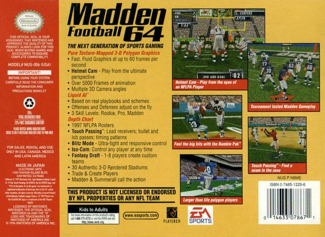 Madden Football 64 - (N64) Nintendo 64 [Pre-Owned] Video Games EA Sports   