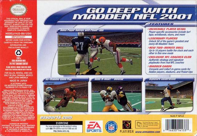 Madden NFL 2001 - (N64) Nintendo 64 [Pre-Owned] Video Games EA Sports   