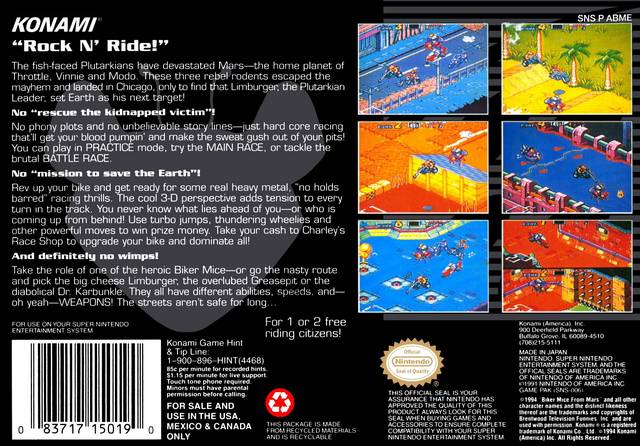 Biker Mice From Mars - (SNES) Super Nintendo [Pre-Owned] Video Games Konami   