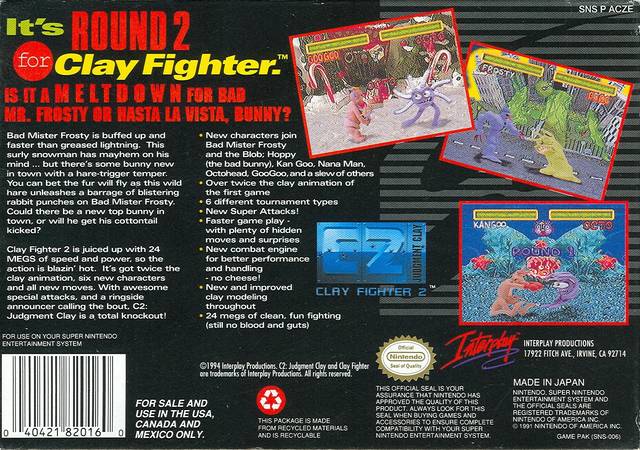C2 - Clay Fighter 2: Judgment Clay - (SNES) Super Nintendo [Pre-Owned] Video Games Interplay   