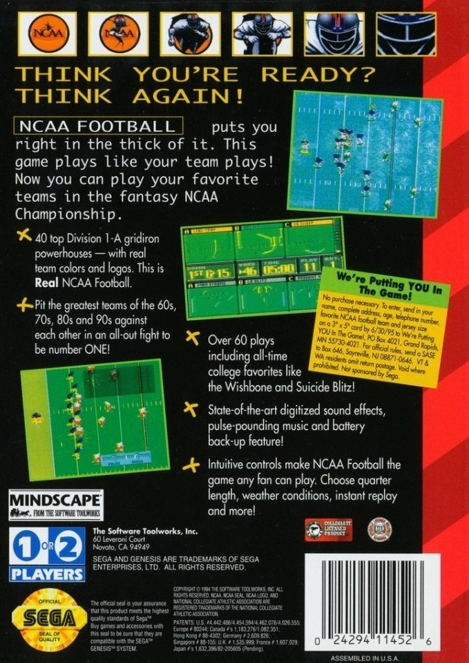 NCAA Football - (SG) SEGA Genesis [Pre-Owned] Video Games Mindscape   