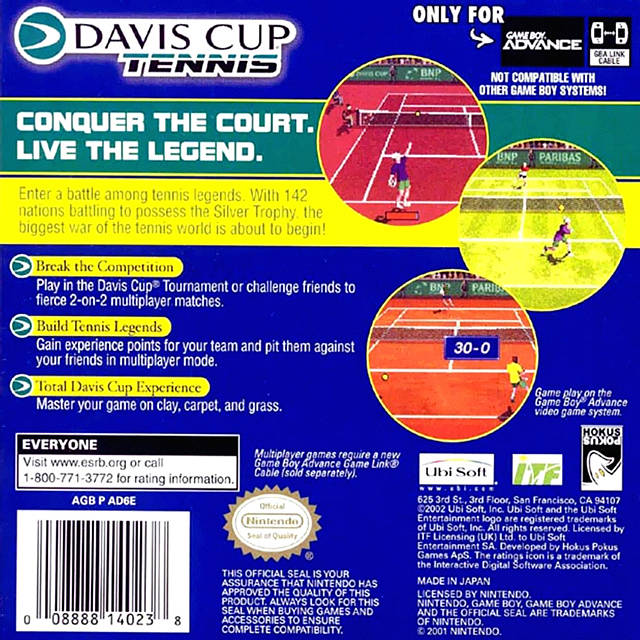 Davis Cup Tennis - (GBA) Game Boy Advance Video Games Ubisoft   