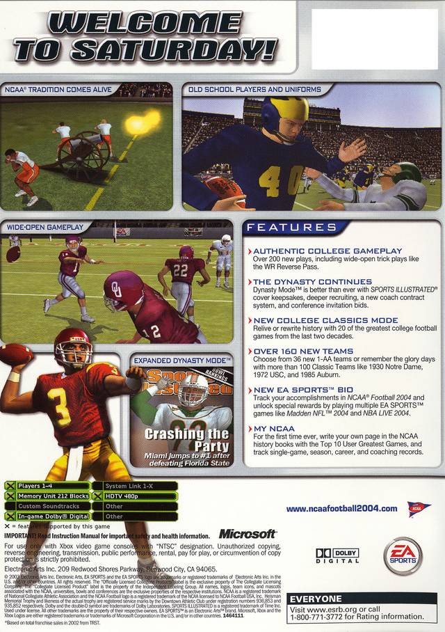NCAA Football 2004 - (XB) Xbox [Pre-Owned] Video Games EA Sports   