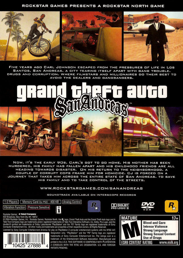 Grand Theft Auto: San Andreas (Greatest Hits) - (PS2) PlayStation 2 Video Games Rockstar Games   