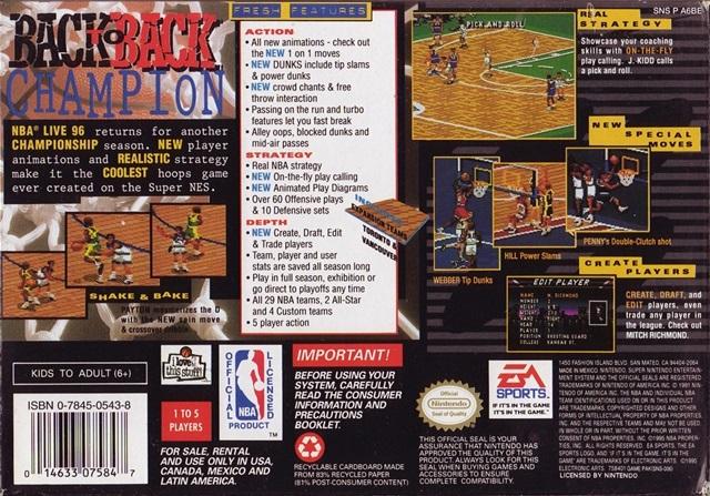 NBA Live 96 - (SNES) Super Nintendo [Pre-Owned] Video Games Electronic Arts   