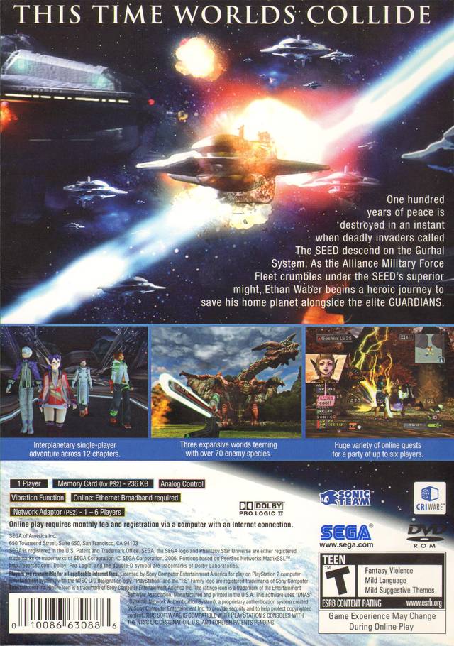 Phantasy Star Universe - (PS2) PlayStation 2 Video Games SEGA   