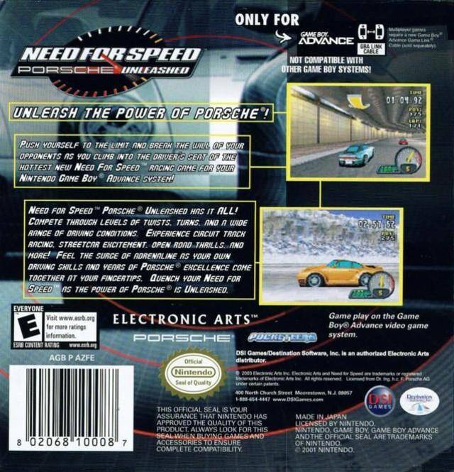 Need for Speed: Porsche Unleashed - (GBA) Game Boy Advance Video Games Destination Software   