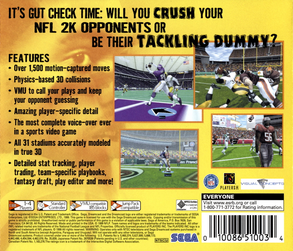 NFL 2K (Sega All Stars) - (DC) SEGA Dreamcast [Pre-Owned] Video Games Sega   