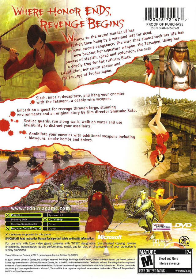Red Ninja: End of Honor - Xbox Video Games VU Games   
